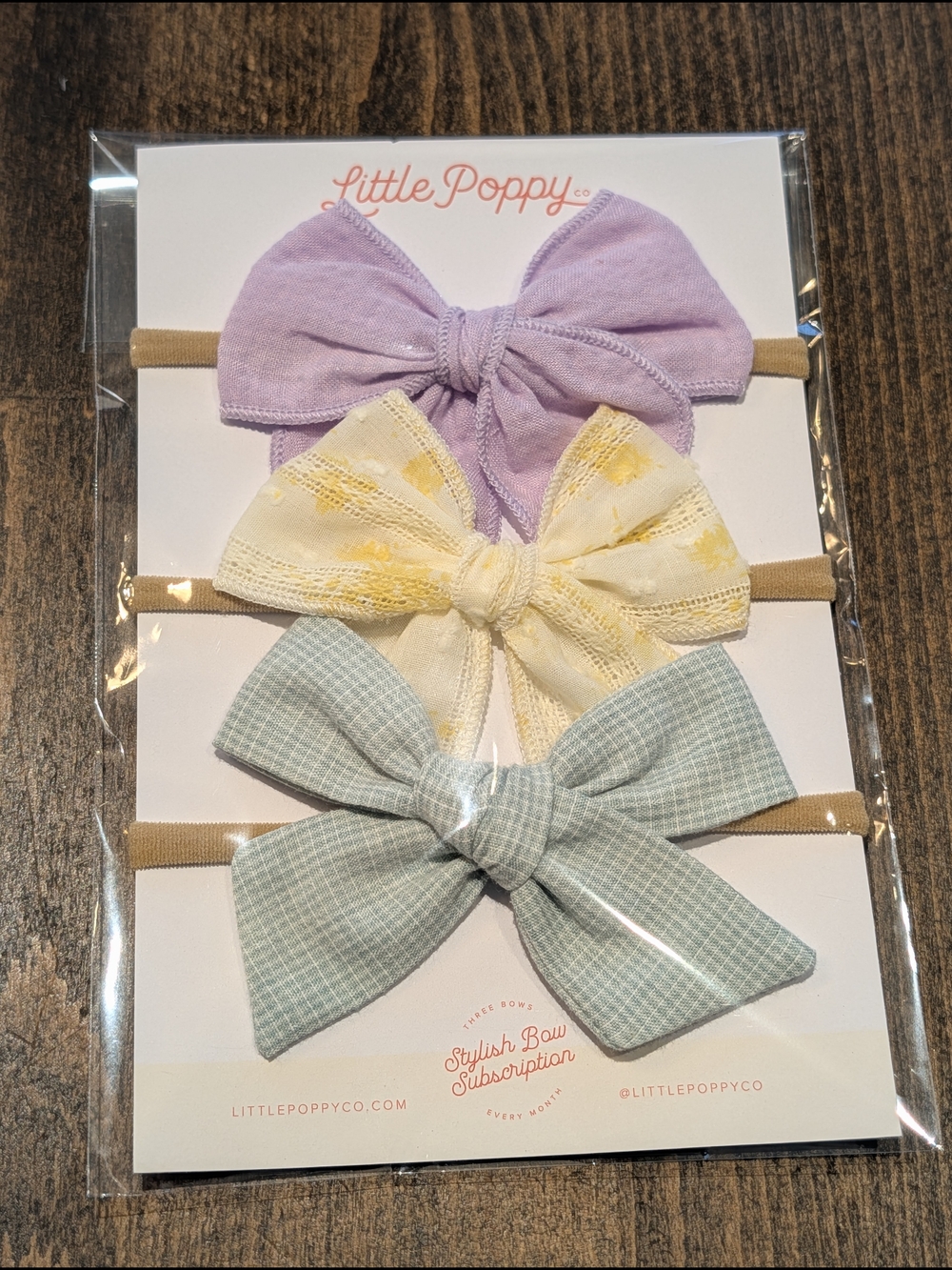 NWT - Little Poppy Pastel Bow Headband Set - Lavender, Yellow & Green